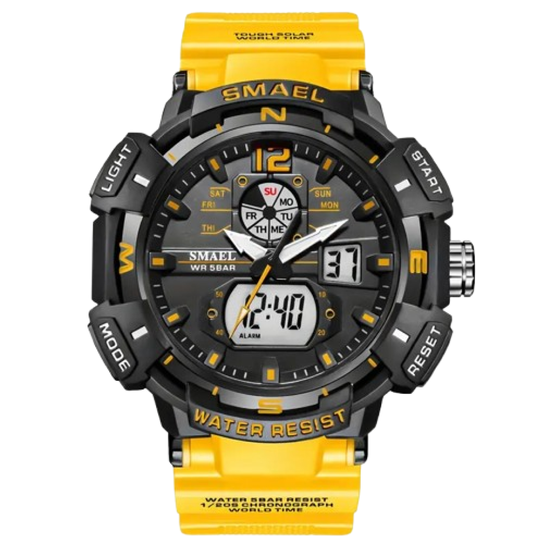 Dual Time Sport Watch for Men - Waterproof, Digital and Analog, Durable Outdoor Design