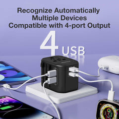 4-Port Universal USB Wall Charger – Fast Charging Adapter for Global Travel