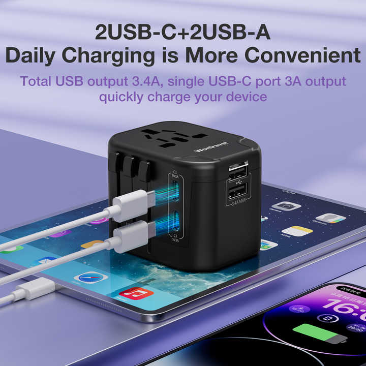 4-Port Universal USB Wall Charger – Fast Charging Adapter for Global Travel