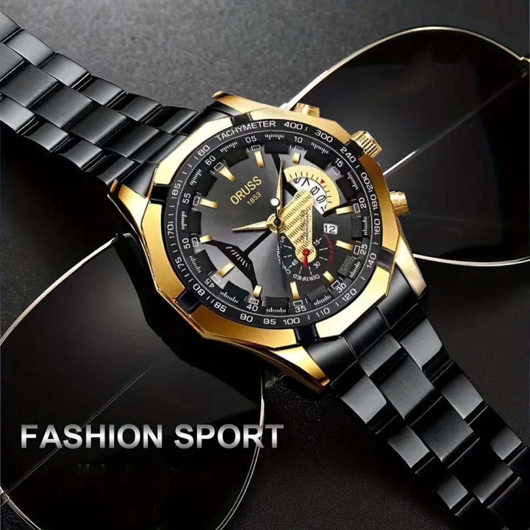 Stylish Dual Time Quartz Men’s Watch – Durable Design for Everyday Wear