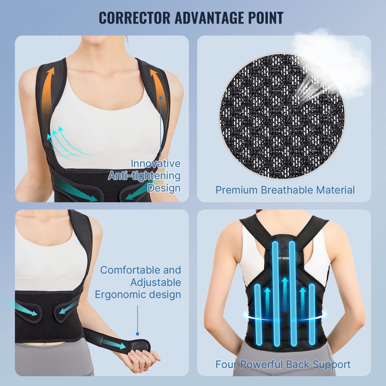 Breathable Spine Support Posture Corrector – Adjustable Back Brace for Pain Relief